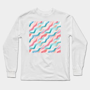 Pastel Ripples: Modern Abstract Waves Unleashed Long Sleeve T-Shirt